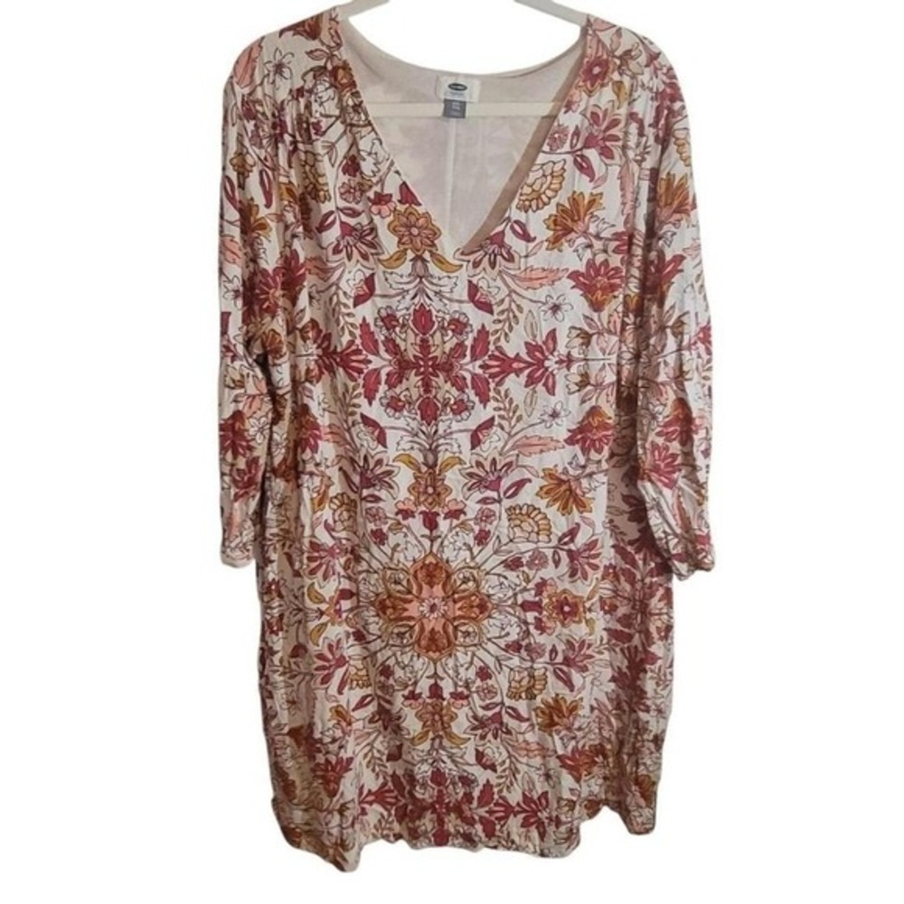 Women's plus XXL Old Navy Floral Midi‎ Dress - Red and Orange